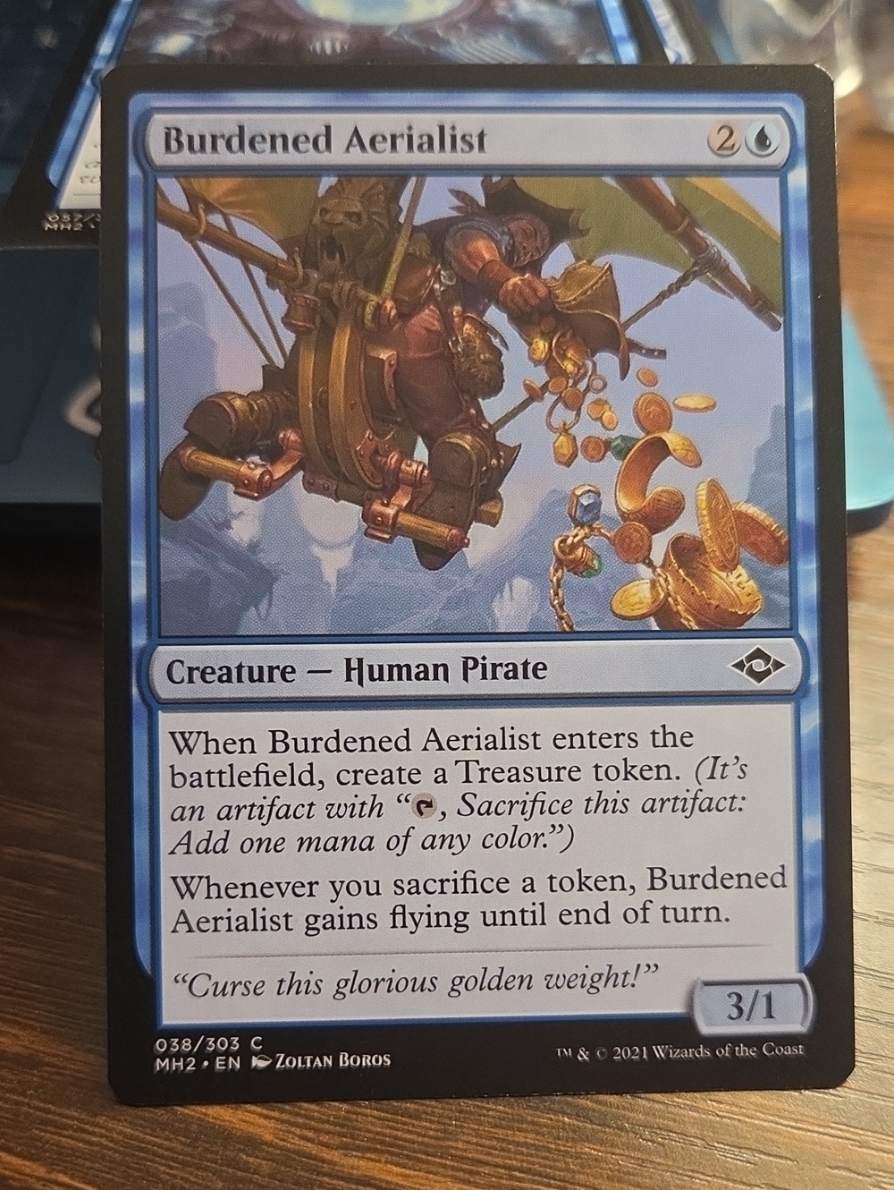 Magic: The Gathering Burdened Aerialist - Blue Creature Card